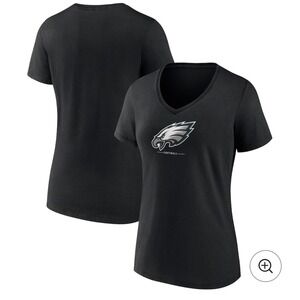 Fanatics Wonens Black Philadelphia Eagles Logo Team V Neck T Shirt Sixe XXXL